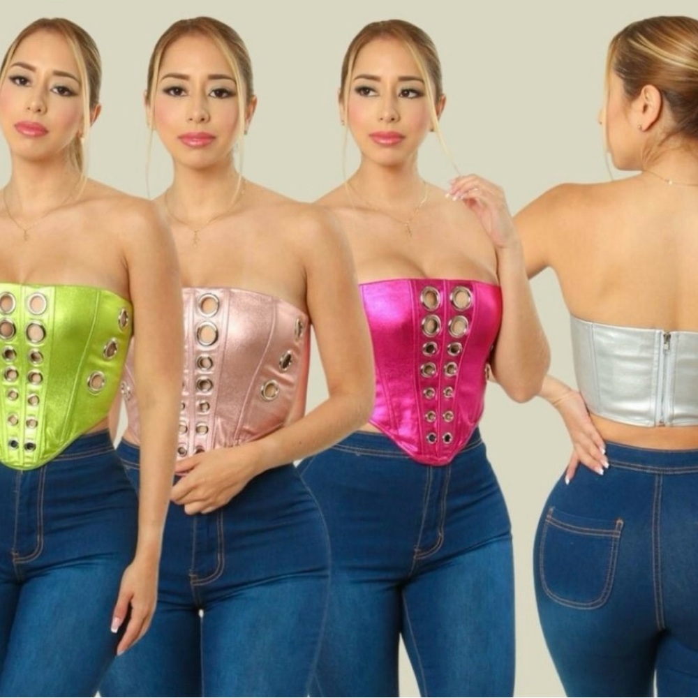 Silver Open circle Detail Corset